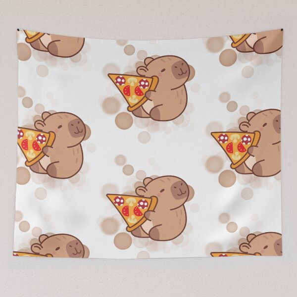 Item preview, Capybara Holding a Slice of Pizza – Cute Illustration designed and sold by iamKRUK.