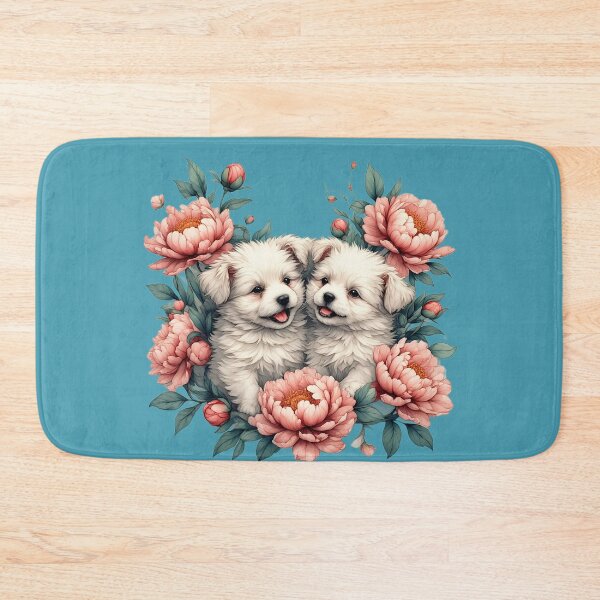Item preview, Tibetan Terrier puppies among peony flowers. designed and sold by Natalia-Vlad.