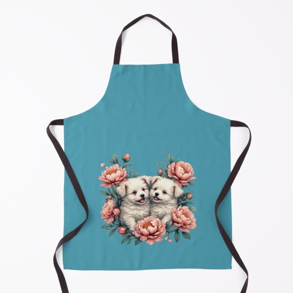 Item preview, Tibetan Terrier puppies among peony flowers. designed and sold by Natalia-Vlad.