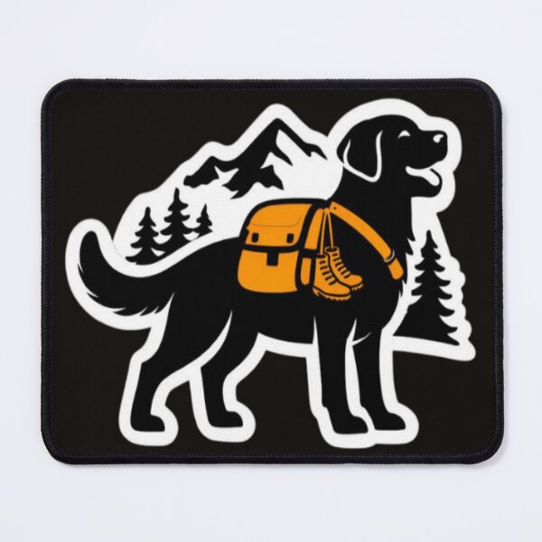Item preview, Black Lab Hiking Gear Silhouette – Minimal Mountain Badge designed and sold by PawPrintCustom.