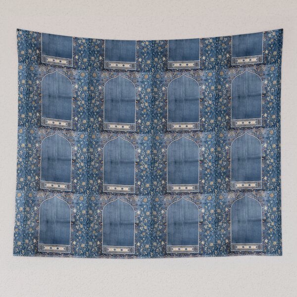 Item preview, Powered by Salah: Floral Mihrab Islamic Prayer Rug Art (Royal Blue V.2) designed and sold by D-Islamic.