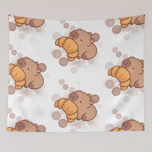Item preview, Capybara Holding a Croissant – Cute Illustration designed and sold by iamKRUK.