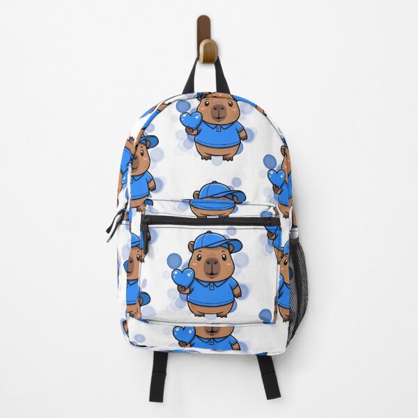 Item preview, Capybara in a Blue Shirt and Cap Holding a Blue Heart - Cute Illustration designed and sold by iamKRUK.