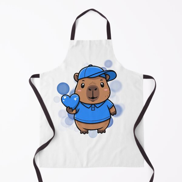 Item preview, Capybara in a Blue Shirt and Cap Holding a Blue Heart - Cute Illustration designed and sold by iamKRUK.