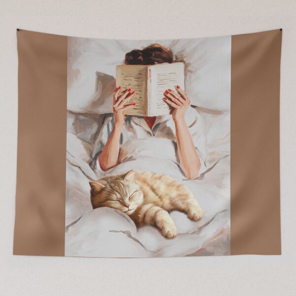 Item preview, THERE IS NOTHING LIKE A WARM BED - A GOOD BOOK AND A SWEET CAT designed and sold by Tammera.