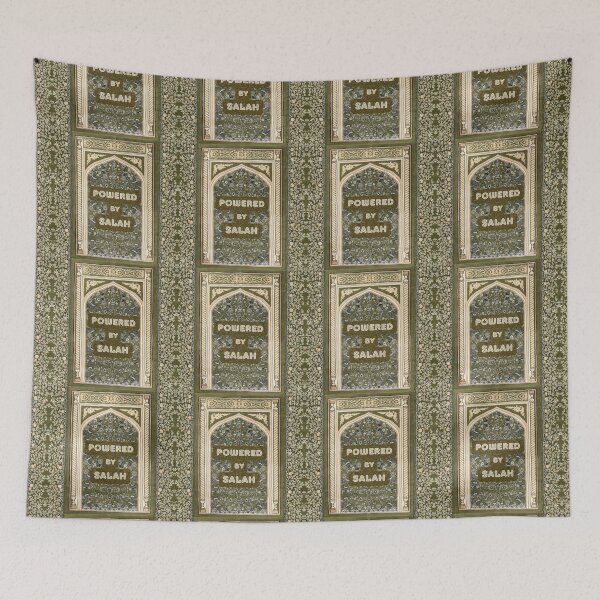 Item preview, Powered by Salah: Floral Mihrab Islamic Prayer Rug Art (Forest Green V.1) designed and sold by D-Islamic.