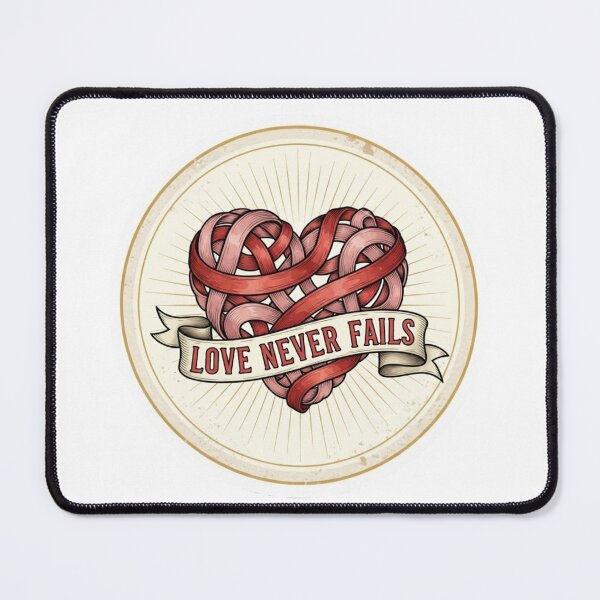 Item preview, Love Never Fails – Vintage Heart Ribbon Sticker Style Christian Design designed and sold by Illustrated Faith.