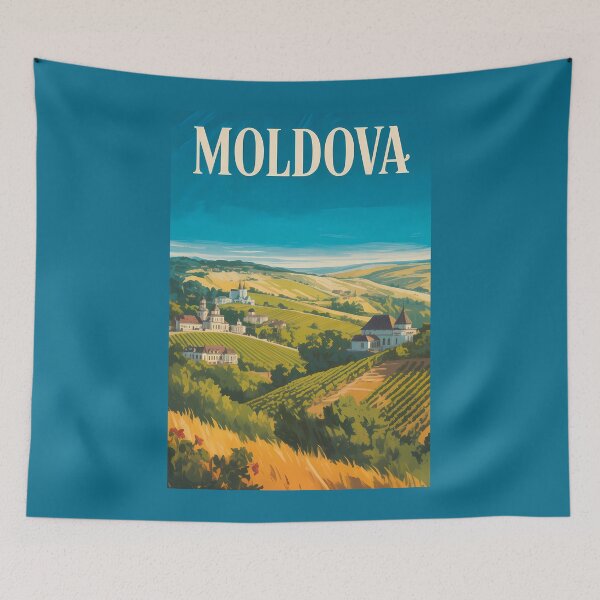 Item preview, Moldova Landscape Illustration Travel Art Vintage designed and sold by KrisSidDesigns.