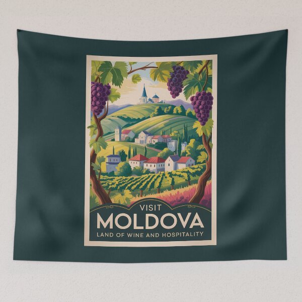 Item preview, Moldova Winery Illustration Travel Art Vintage designed and sold by KrisSidDesigns.