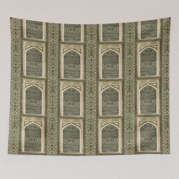 Item preview, Powered by Salah: Floral Mihrab Islamic Prayer Rug Art (Forest Green V.2) designed and sold by D-Islamic.