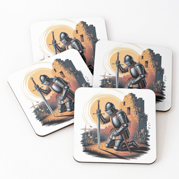 Item preview, Kneeling Medieval Knight at Sunset designed and sold by VladisWorld.