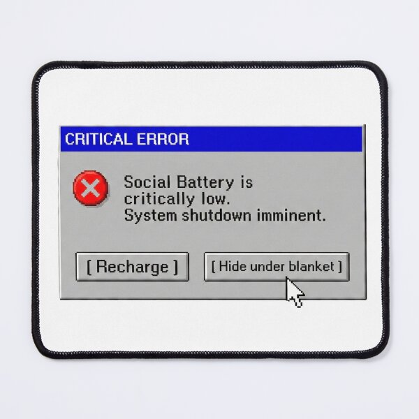 Item preview, Social Battery Critical Error - Retro 90s Aesthetic UI designed and sold by Pingi-shop.
