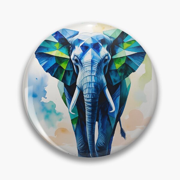 Item preview, Geometric Blue Elephant designed and sold by GOLDENGARDENART.