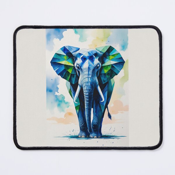 Item preview, Geometric Blue Elephant designed and sold by GOLDENGARDENART.