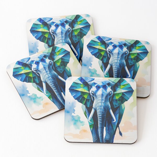 Item preview, Geometric Blue Elephant designed and sold by GOLDENGARDENART.
