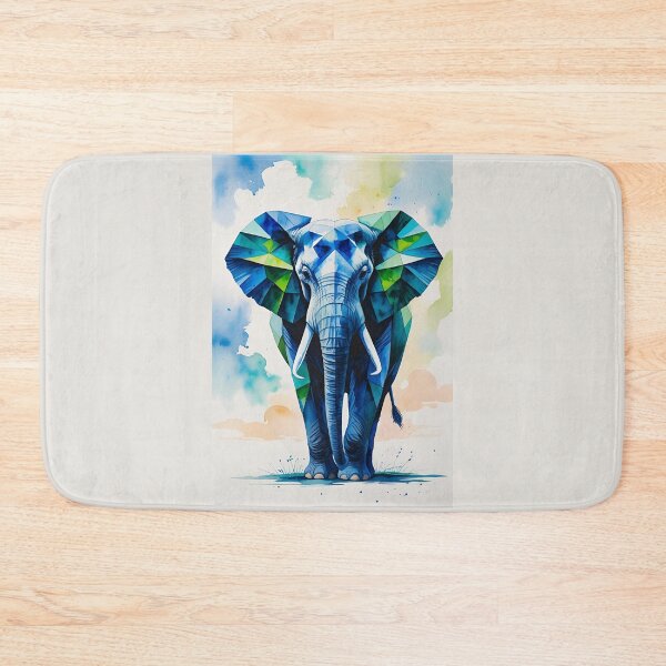 Item preview, Geometric Blue Elephant designed and sold by GOLDENGARDENART.