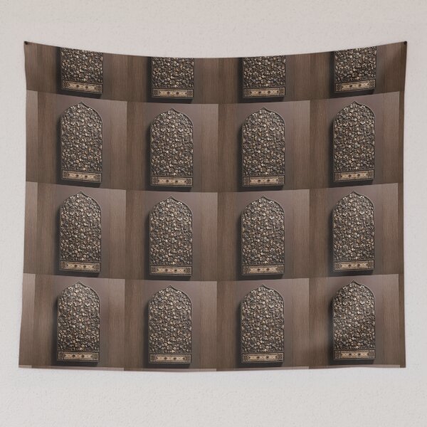 Item preview, Sacred Arch: Floral Mihrab Islamic Prayer Rug Art (3D reliefs in wood V.2) designed and sold by D-Islamic.