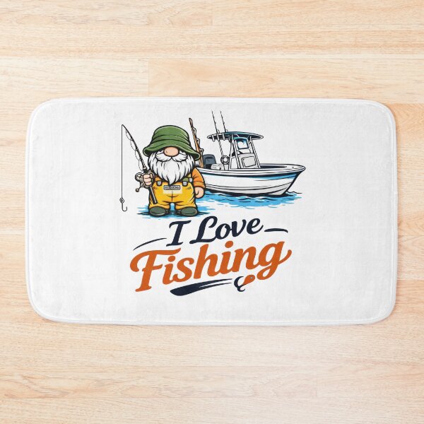 Item preview, I Love Fishing Gnome – Funny Fisherman Gnome with Boat designed and sold by Moriarty's Digital Visions.