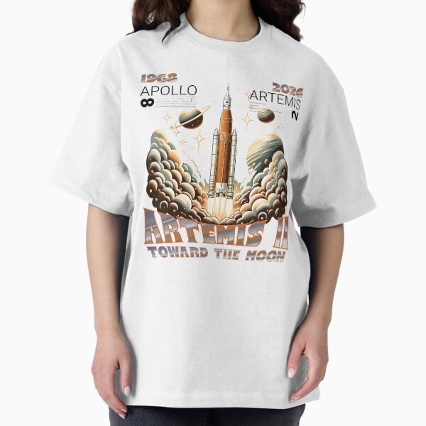 Artemis II Lunar Mission 2026 -Artemis II Toward The Moon Retro Space Oversized T-Shirt