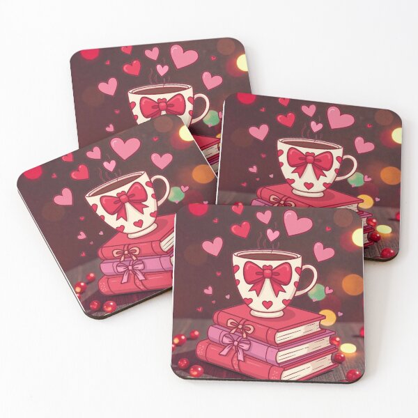 Item preview, Cozy Books and Coffee Valentine Heart Illustration designed and sold by MyWittyThings.