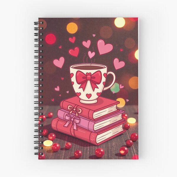 Item preview, Cozy Books and Coffee Valentine Heart Illustration designed and sold by MyWittyThings.