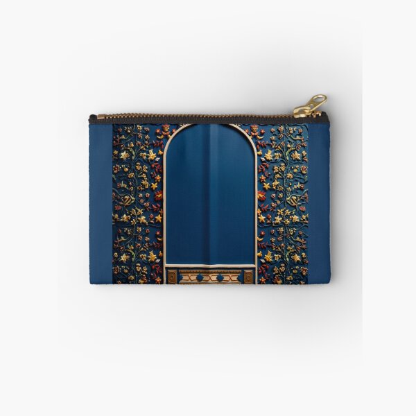 Item preview, Powered by Salah: Floral Mihrab Prayer Rug Art (3D reliefs deep blue V.2) designed and sold by D-Islamic.