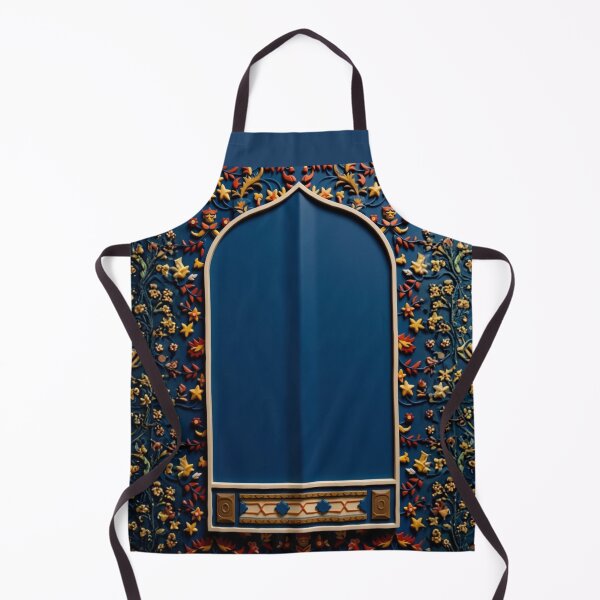 Item preview, Powered by Salah: Floral Mihrab Prayer Rug Art (3D reliefs deep blue V.2) designed and sold by D-Islamic.