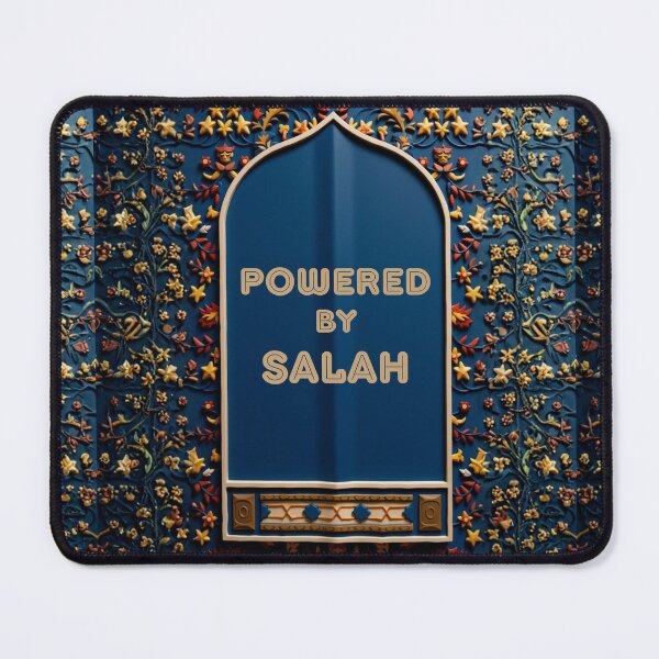 Item preview, Powered by Salah: Floral Mihrab Prayer Rug Art (3D reliefs deep blue V.1) designed and sold by D-Islamic.