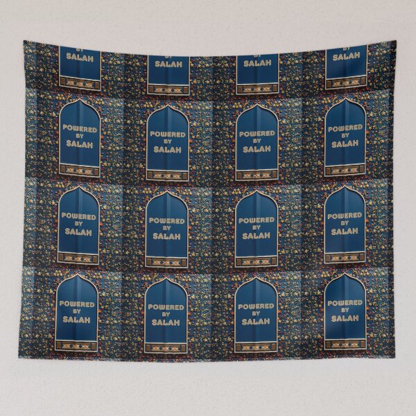 Item preview, Powered by Salah: Floral Mihrab Prayer Rug Art (3D reliefs deep blue V.1) designed and sold by D-Islamic.