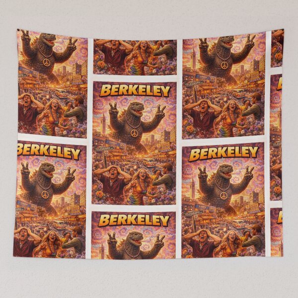 Item preview, Peace Monster invades Berkeley, California comic book poster  designed and sold by PIXEL POP DESIGNS - Beyond the Norm!.