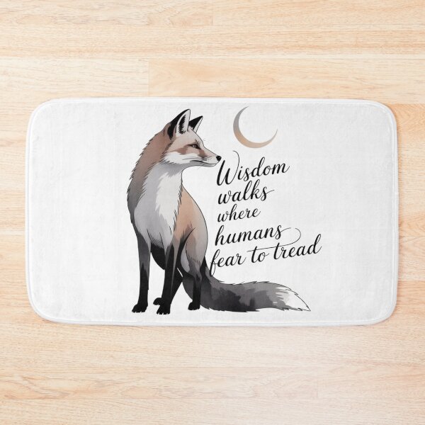 Item preview, Wisdom Walks Where Humans Fear to Tread – Mystical Fox Art with Moon & Quote designed and sold by Designorado.