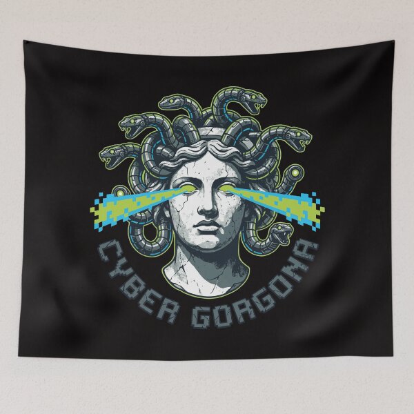Item preview, Cyber Gorgona - 70s Retro Medusa Sci-Fi Art designed and sold by Virtualstars.