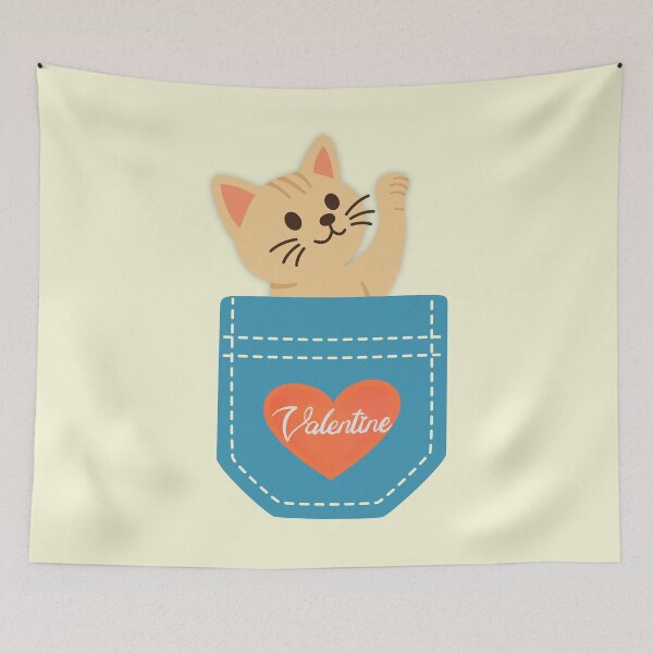 Item preview, Cute Cat Valentine in Pocket – Sweet Love Design designed and sold by mycreastyle.