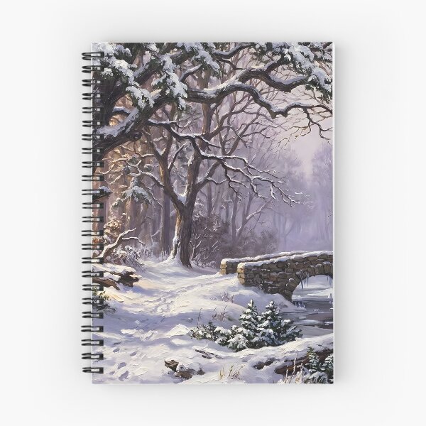Aperçu de l'œuvre Élégante scène de forêt hivernale ❄️ Paysage boisé enneigé de style ancien | Ambiance classique et mélancolique créée et vendue par DesignAnother.