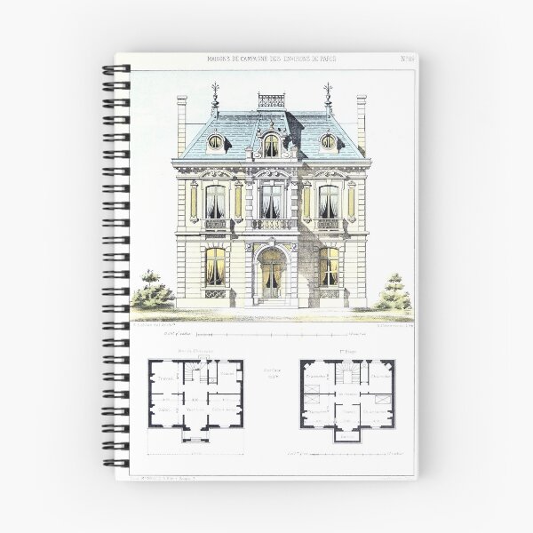 Item preview, Vintage Architectural Drawing, #89 Maisons de campagne des environs de Paris by Victor Petit (1860) designed and sold by Douglas E. Welch Design and Photography.