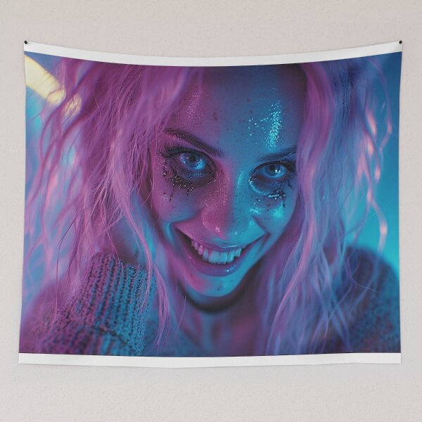 Item preview, Synthetic Smile – Creepy Influencer Portrait designed and sold by highplacidity.
