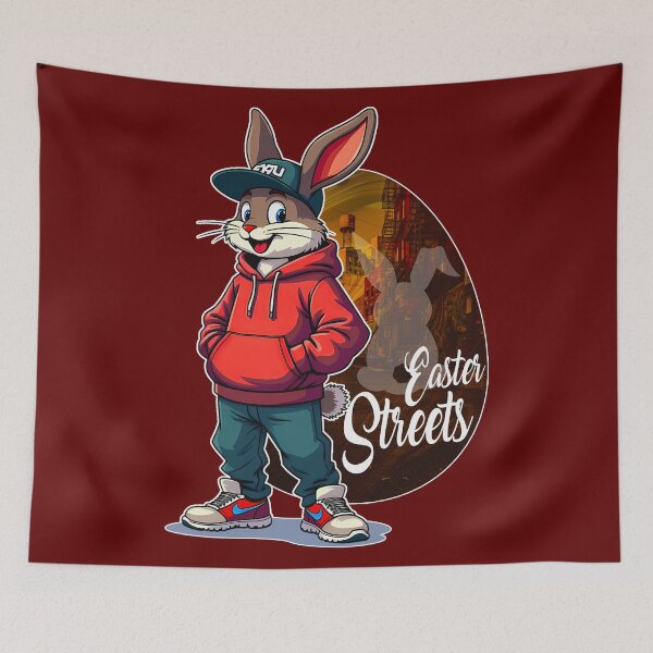 Item preview, Red Hoodie Street Bunny – Easter Urban Art designed and sold by Topoartispp.