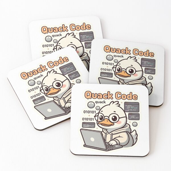 Item preview, “Quack Code – Adorable Duck Programmer with Laptop & Binary Humor” designed and sold by Designorado.