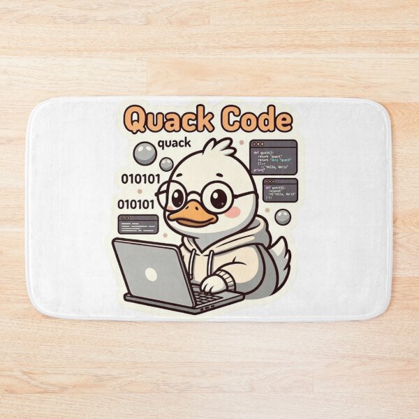 Item preview, “Quack Code – Adorable Duck Programmer with Laptop & Binary Humor” designed and sold by Designorado.