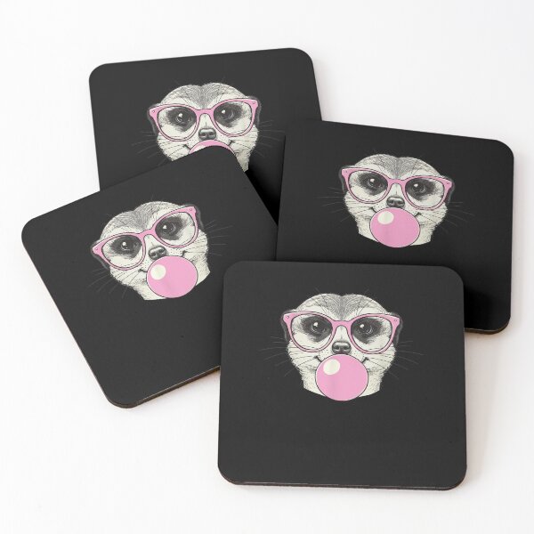 Item preview, Funny Retro Meerkat With Pink Glasses Chewing Bubble Gum designed and sold by salmzouriart.