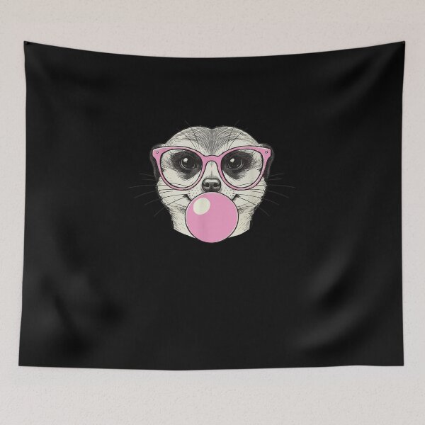 Item preview, Funny Retro Meerkat With Pink Glasses Chewing Bubble Gum designed and sold by salmzouriart.