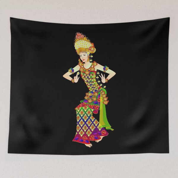 Item preview, Balinese Dancer & Frangipani (black background) designed and sold by myrbpix.