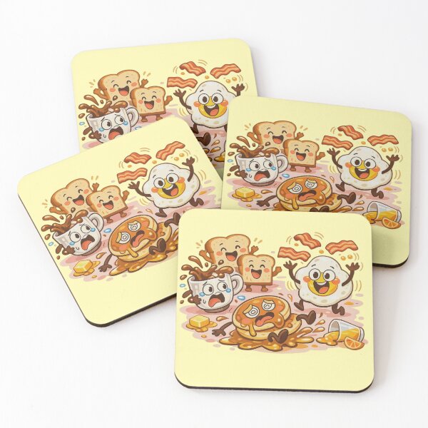 Item preview, Hilarious Kawaii Breakfast Chaos – Pancakes, Coffee & Eggs Cartoon – Stickers, Mugs & Prints designed and sold by MeghannsMinimalMeals.