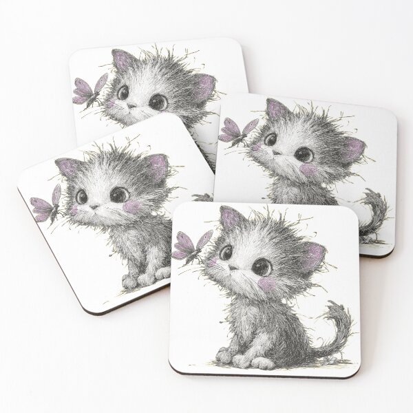 Item preview, Kitten with Butterfly designed and sold by MoonzyArt.