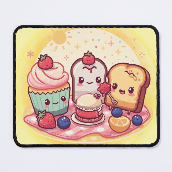 Item preview, Cute Kawaii Food Friends Picnic – Cupcakes, Macarons, Toast & Fruit – Pastel Stickers, Mugs & Prints designed and sold by MeghannsMinimalMeals.