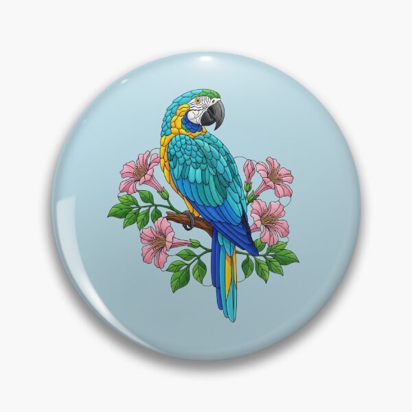 Item preview, Tropical Blue Throated Macaw Floral Art  designed and sold by BirdsnStuff.