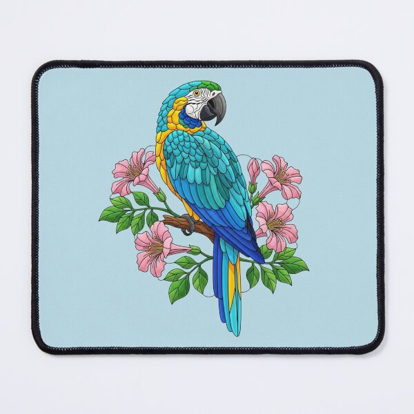 Item preview, Tropical Blue Throated Macaw Floral Art designed and sold by BirdsnStuff.