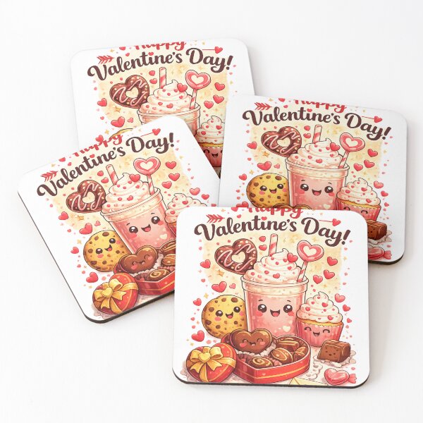 Item preview, Happy Valentine’s Day Cute Kawaii Sweets – Adorable Chocolate & Cupcake Love Illustration designed and sold by Painted Moon by Luna Bee™.