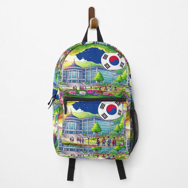Item preview, Beautiful Korean University Campus – Cute Label with Korean Flag designed and sold by PaintMeWorld.