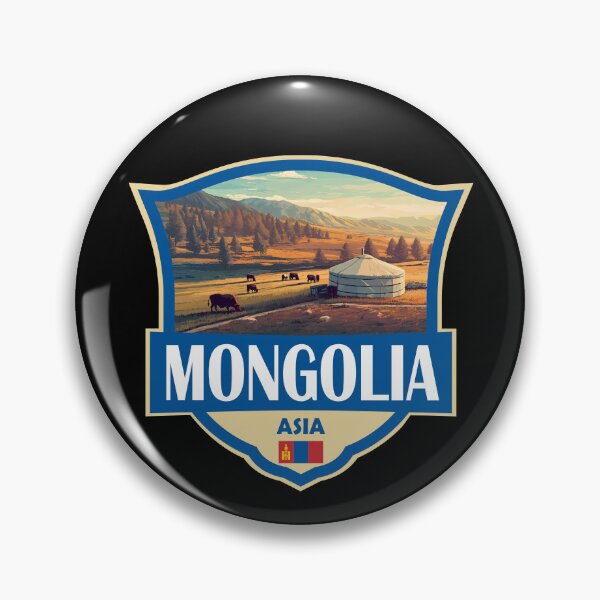 Item preview, Mongolia Illustration Retro Badge designed and sold by KrisSidDesigns.